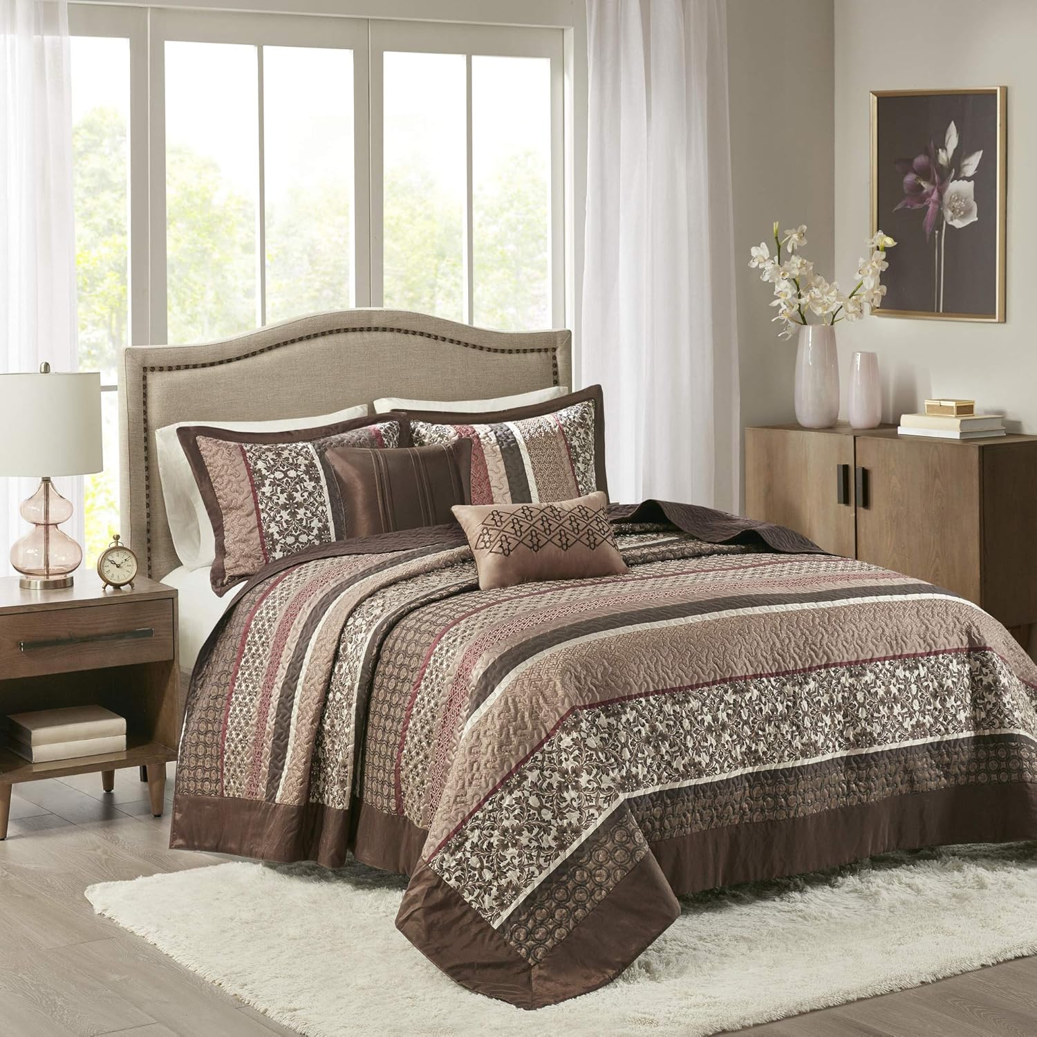 Madison Park Princeton Reversible Bedspread Set Red 5 Piece King