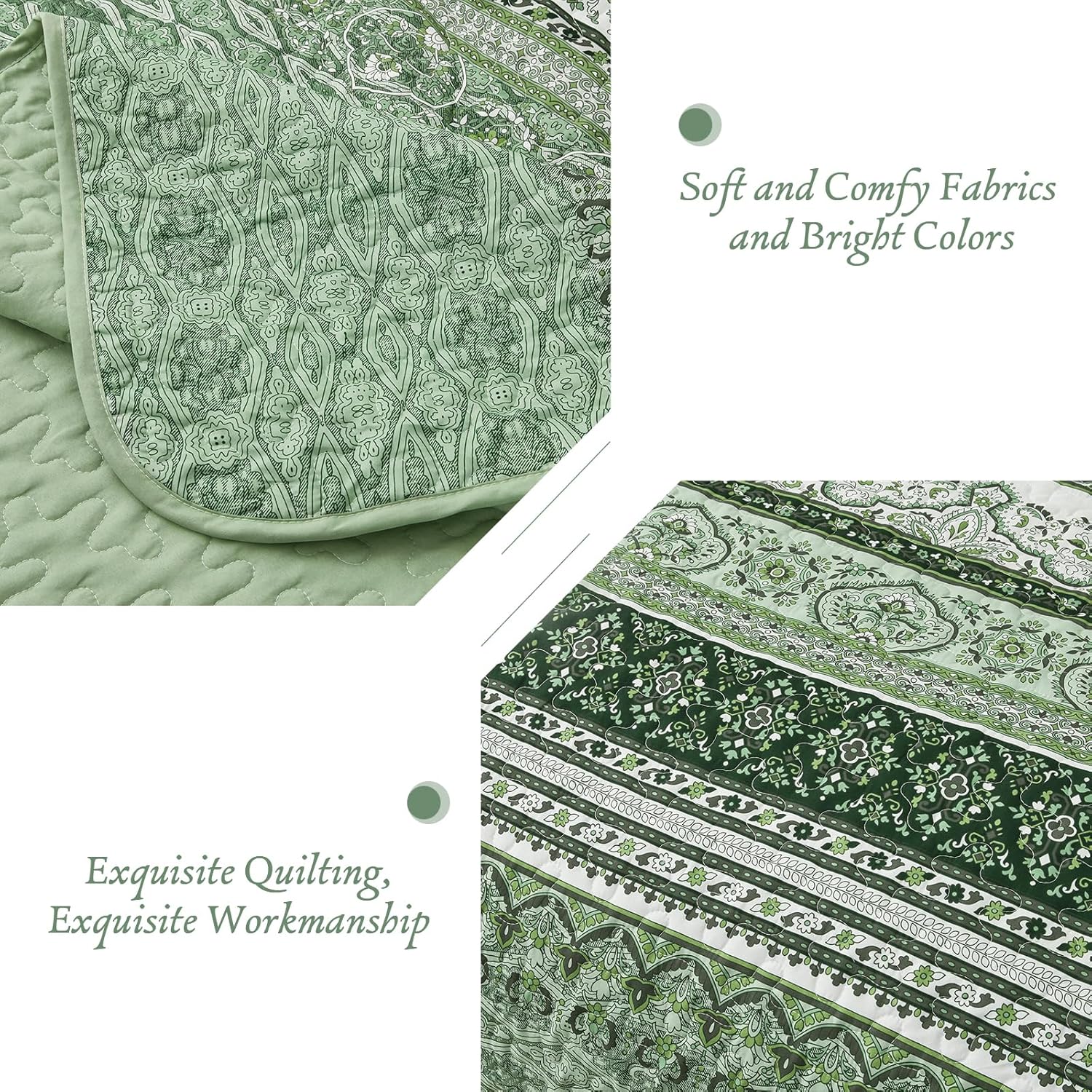 WONGS BEDDING Boho King Quilt Set 103x90 3 Pieces