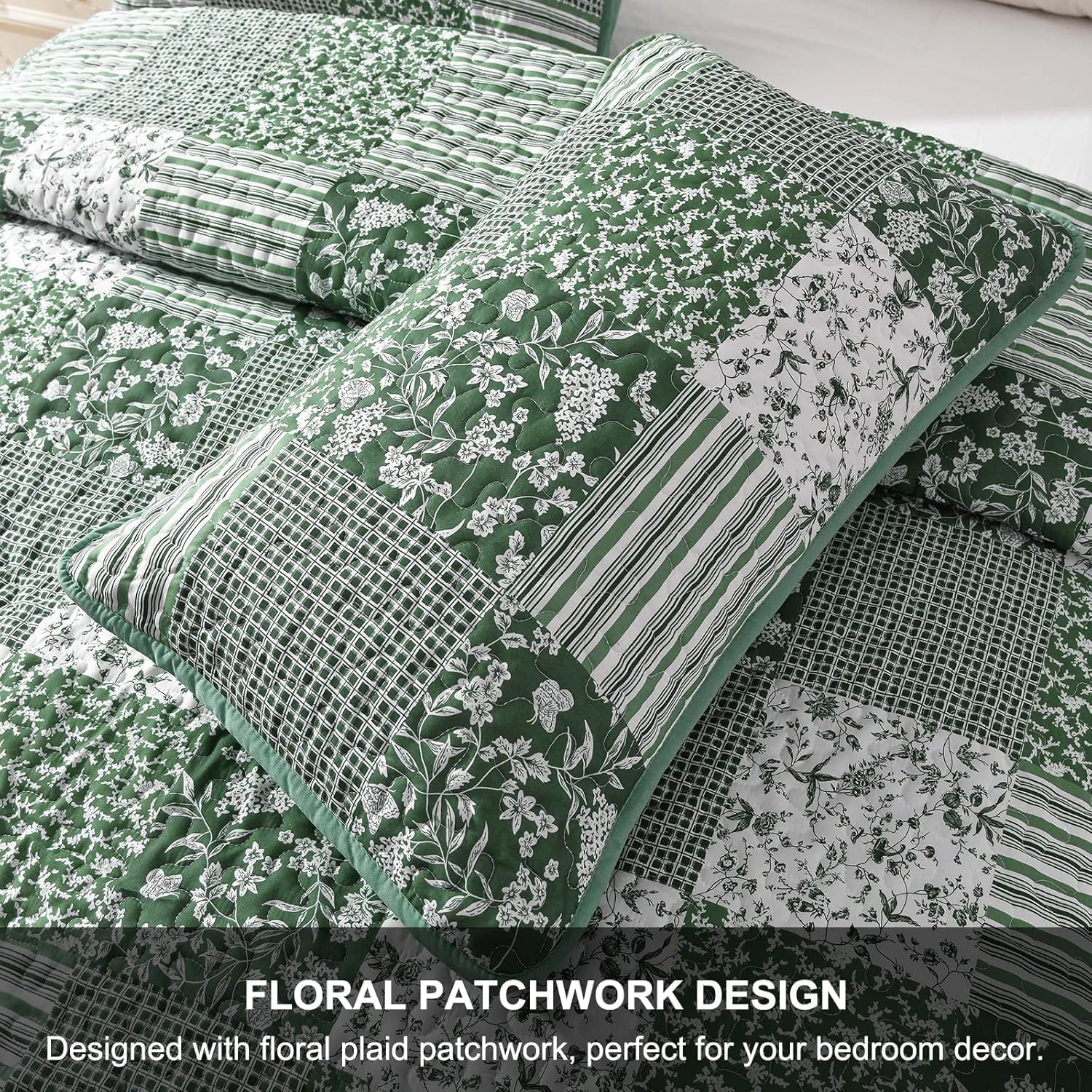 Mybedsoul Green Quilt Set Twin Size 2pcs