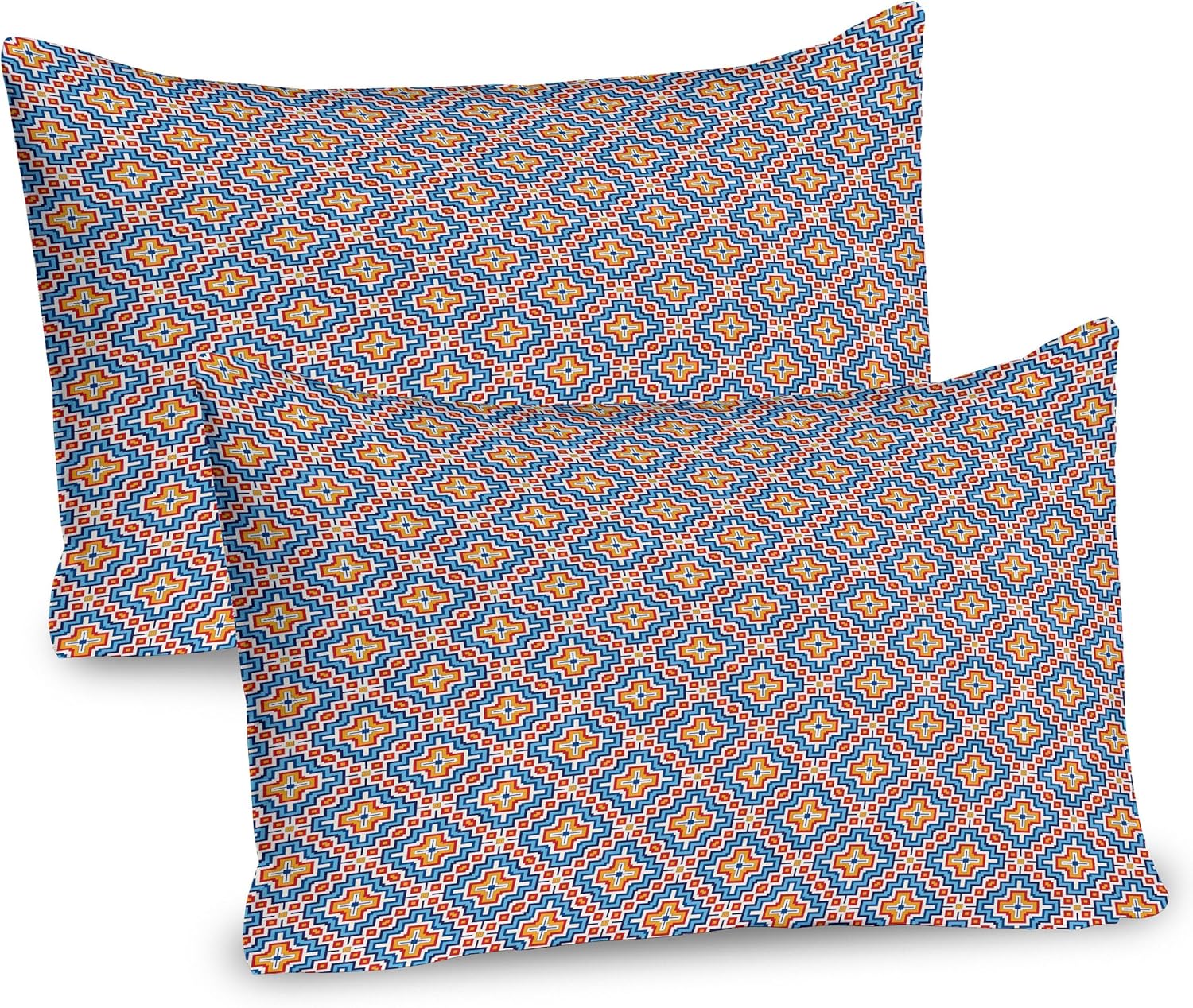 Ambesonne Aztec Pillow Sham Set of 2 Apricot Red Sky Blue
