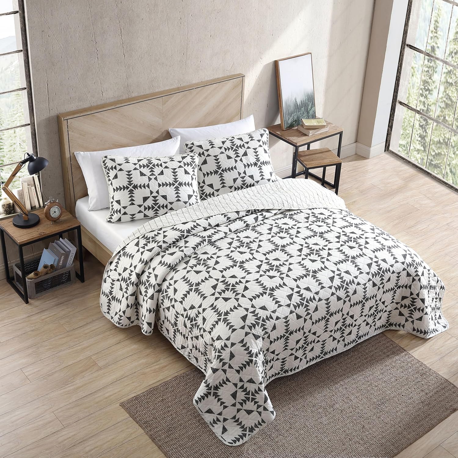 Eddie Bauer Queen Quilt Set 3 pcs Arrowhead Charcoal