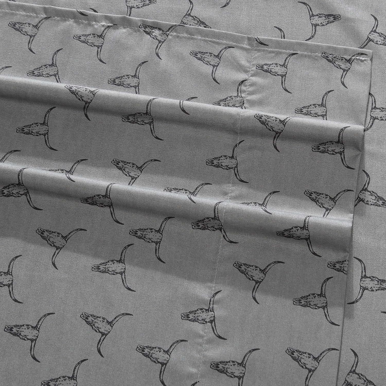 Wrangler Steer Skulls Grey Full Sheet Set