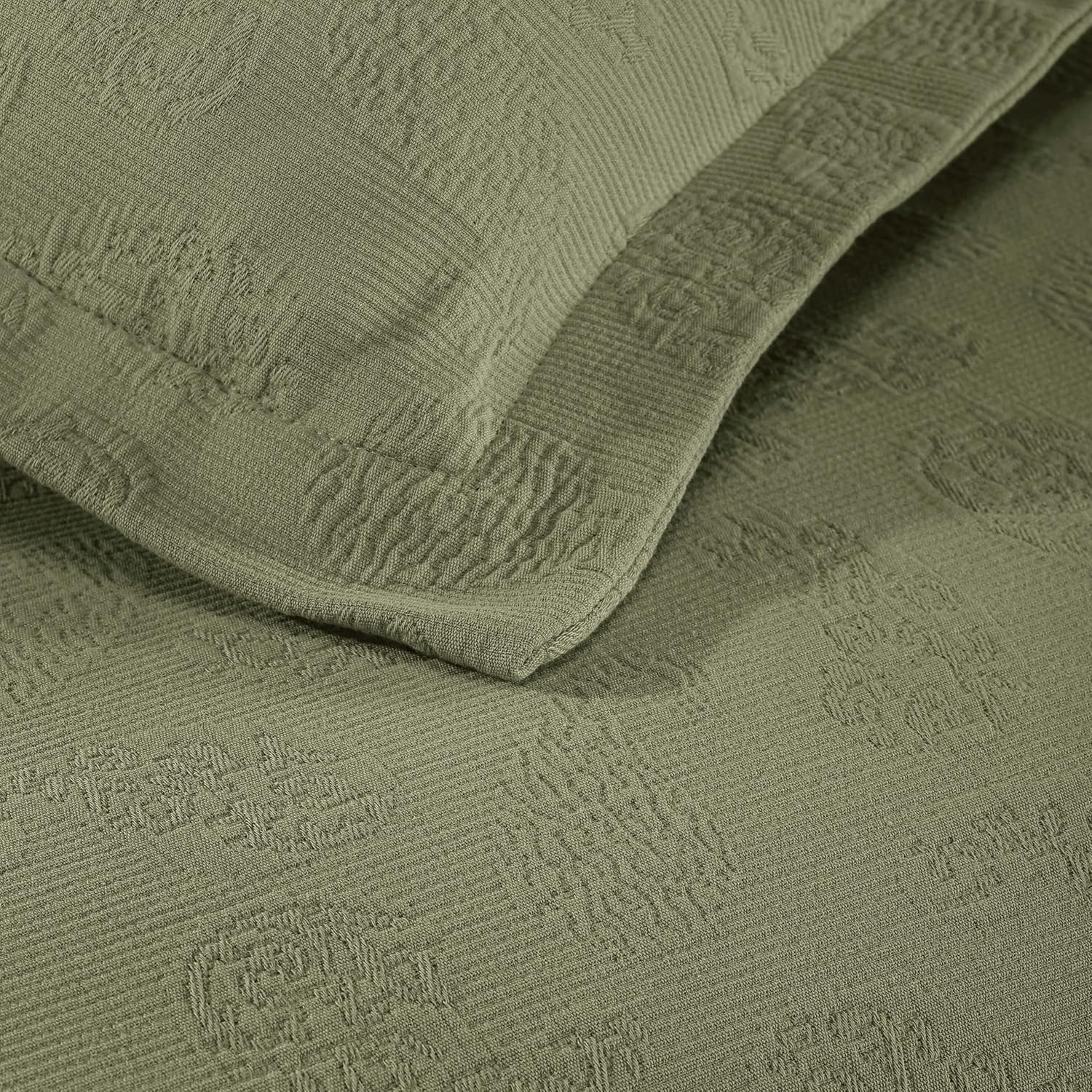 Superior Paisley Cotton Bedspread Set King Size Sage