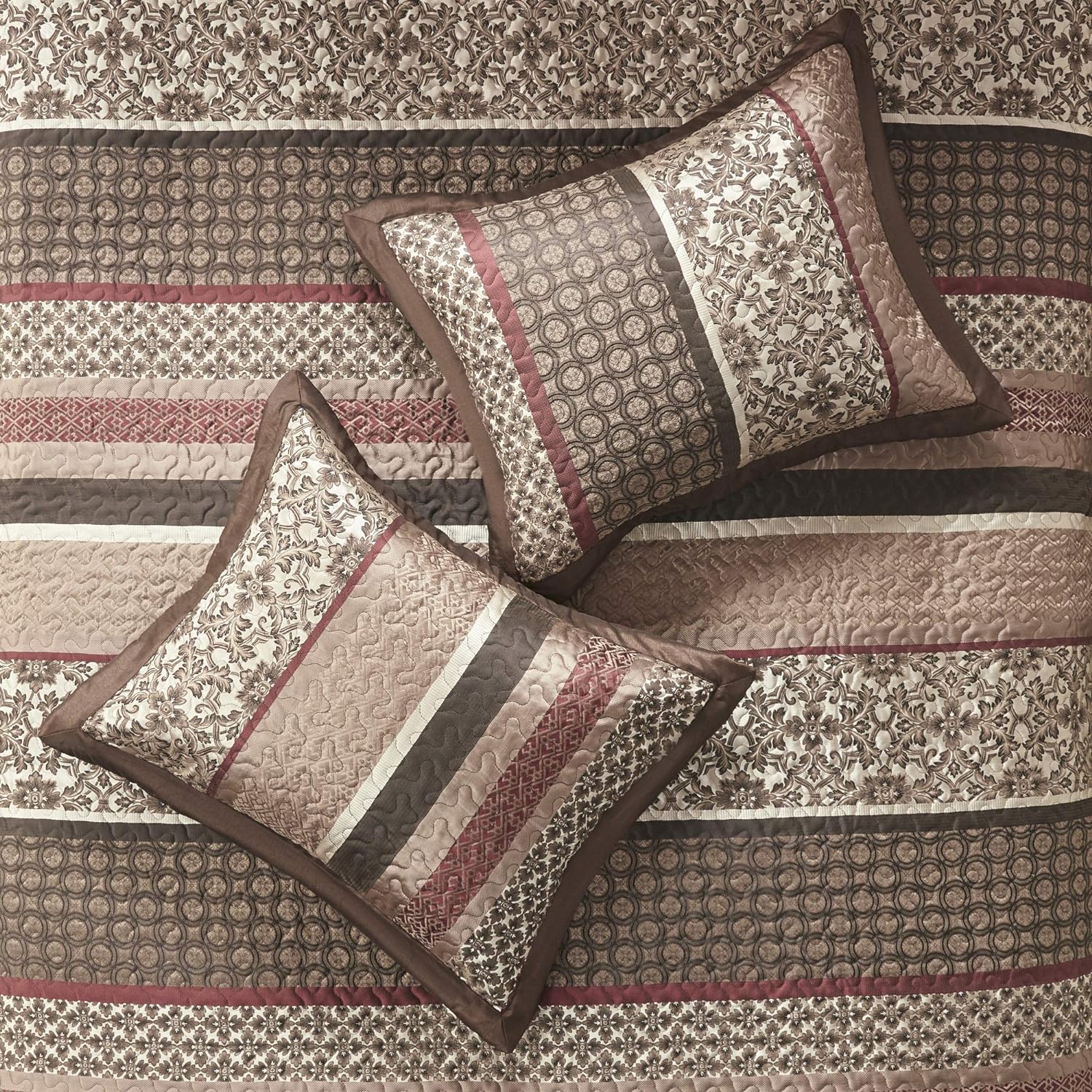 Madison Park Princeton Reversible Bedspread Set Red 5 Piece King