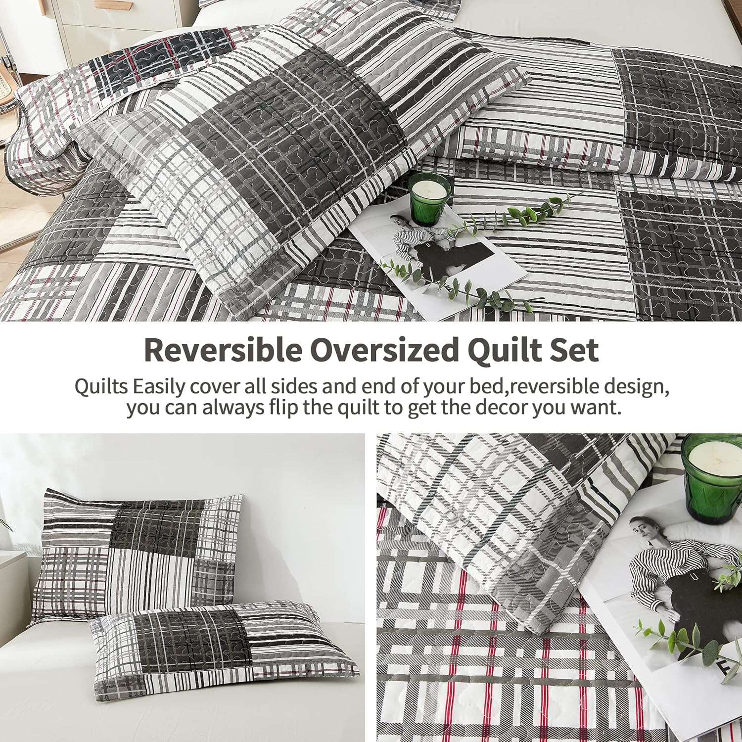 Jessy Home Plaid Quilt Set Queen Full Size Bedding