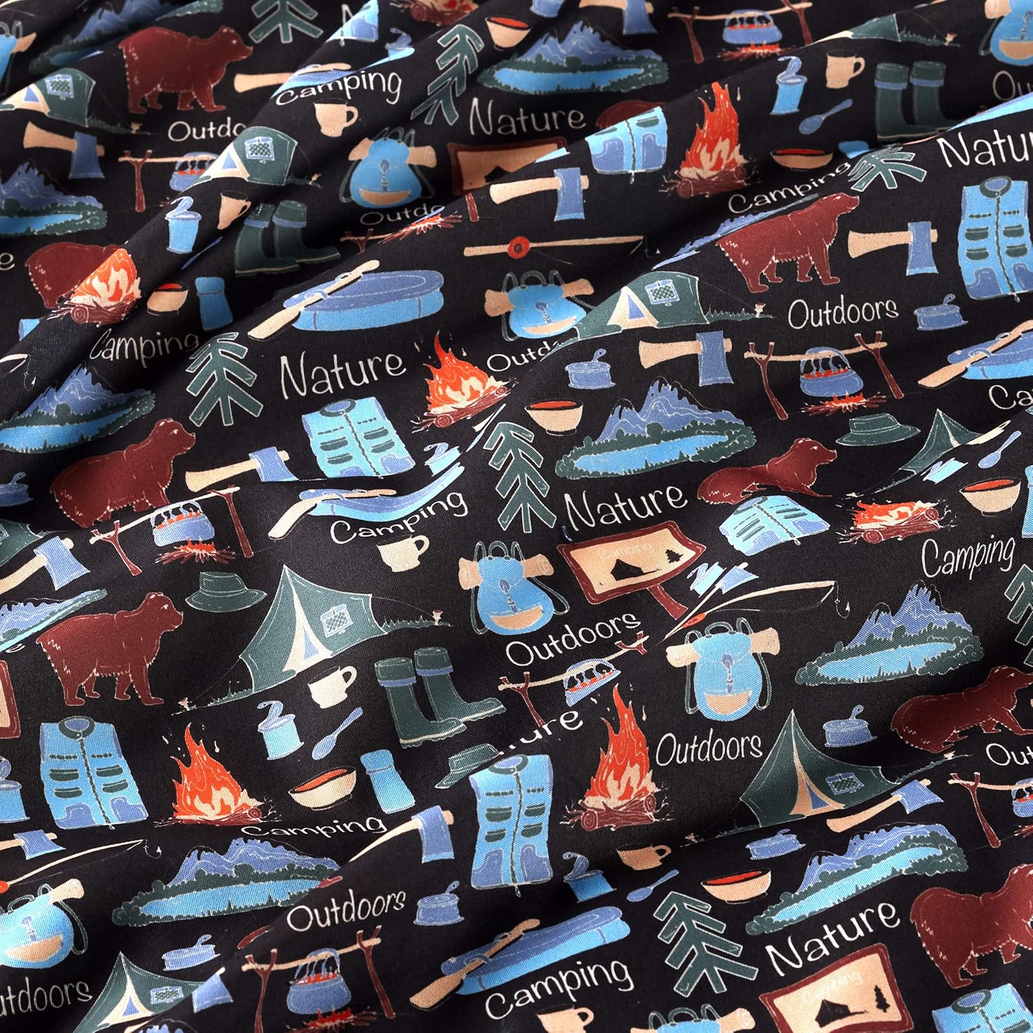 The Lakeside Collection 4-Piece Sheet Set with Retro Camping Print - Full