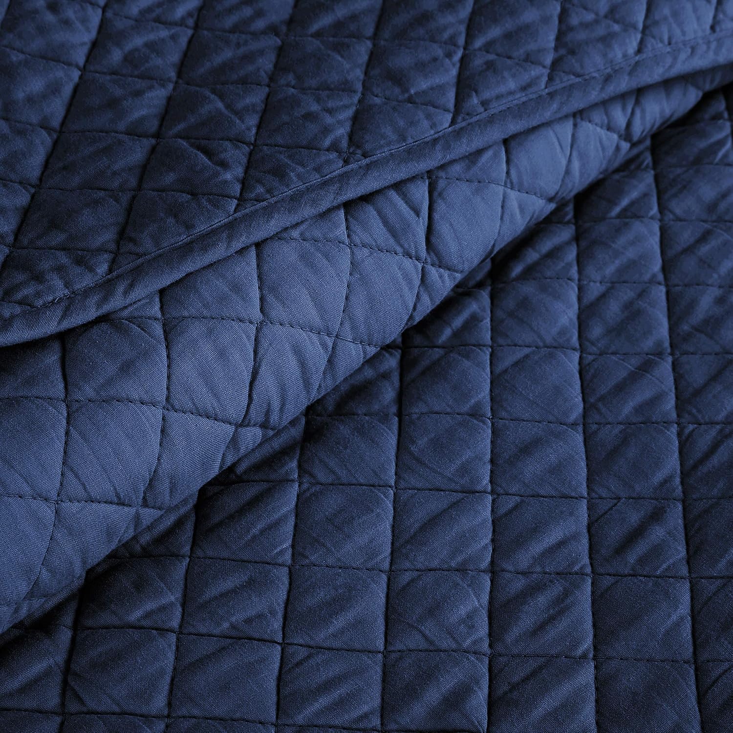 Lush Decor Ava Diamond Quilt Set 3 Piece Navy FullQueen